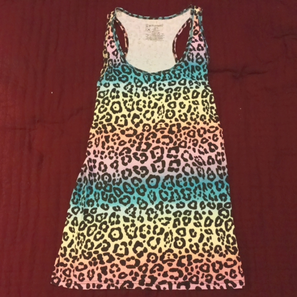 Women's rainbow leopard print tank top